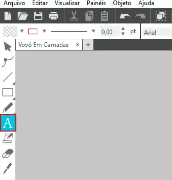 selecione a ferramenta de texto